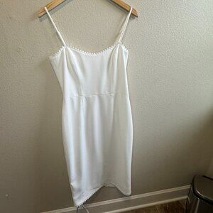 Dress the Population White Midi Dress Spaghetti Strap Slit Size M